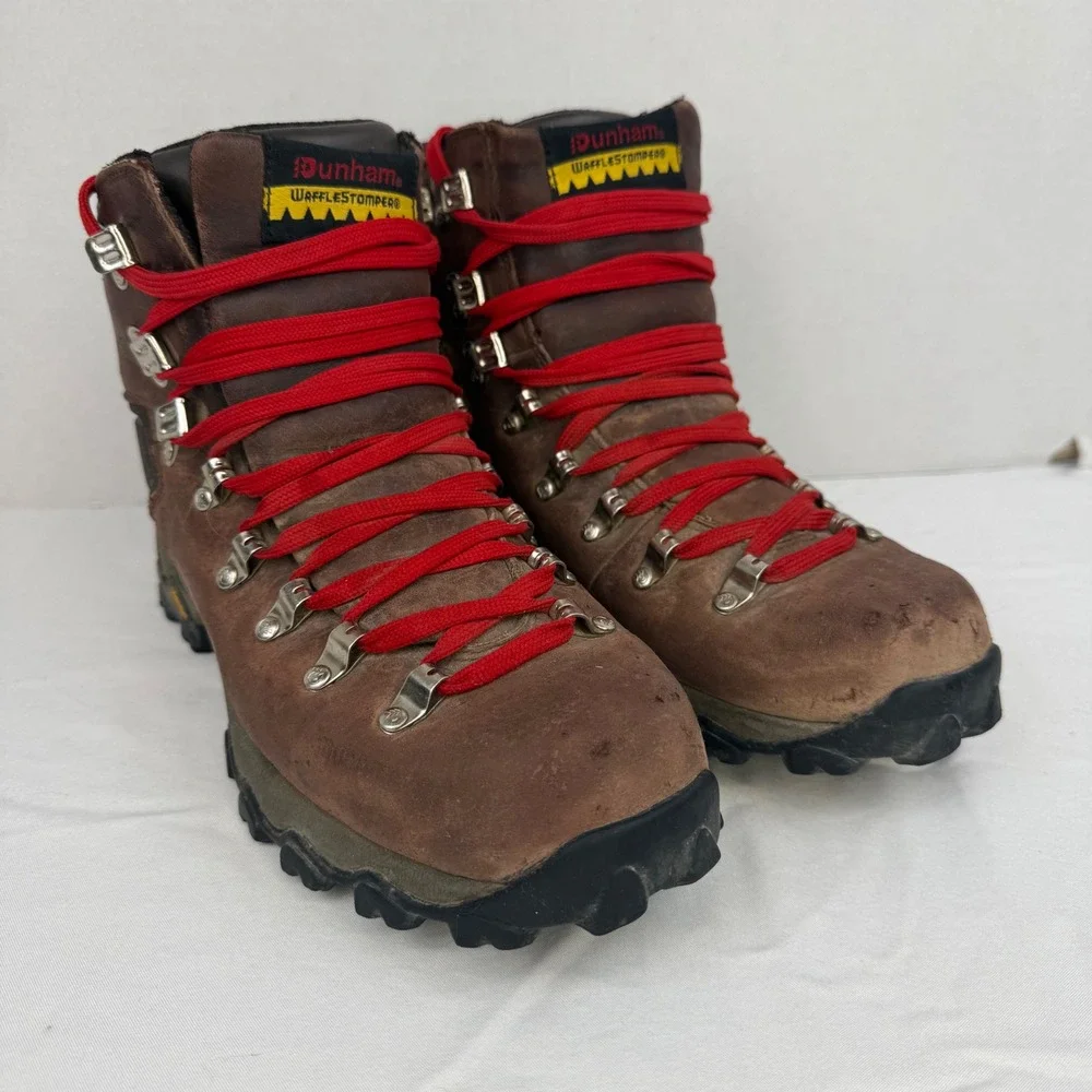 Dunham Wafflestomper Mens 8.5 D Brown Leather Hiking Boots MWH800BR Vibram